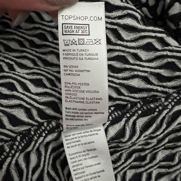 Top Shop Women's Size 2 Knit Stretch Fit Flare Dress Blue White EUC - Picture 3 of 6